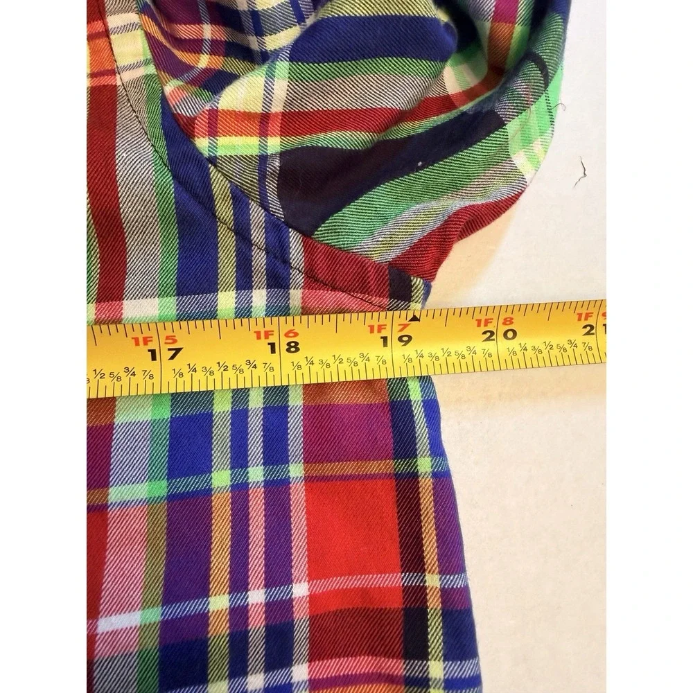 Ralph Lauren Button Down Shirt Youth Large 14-16 Red Black Blue Plaid *Read